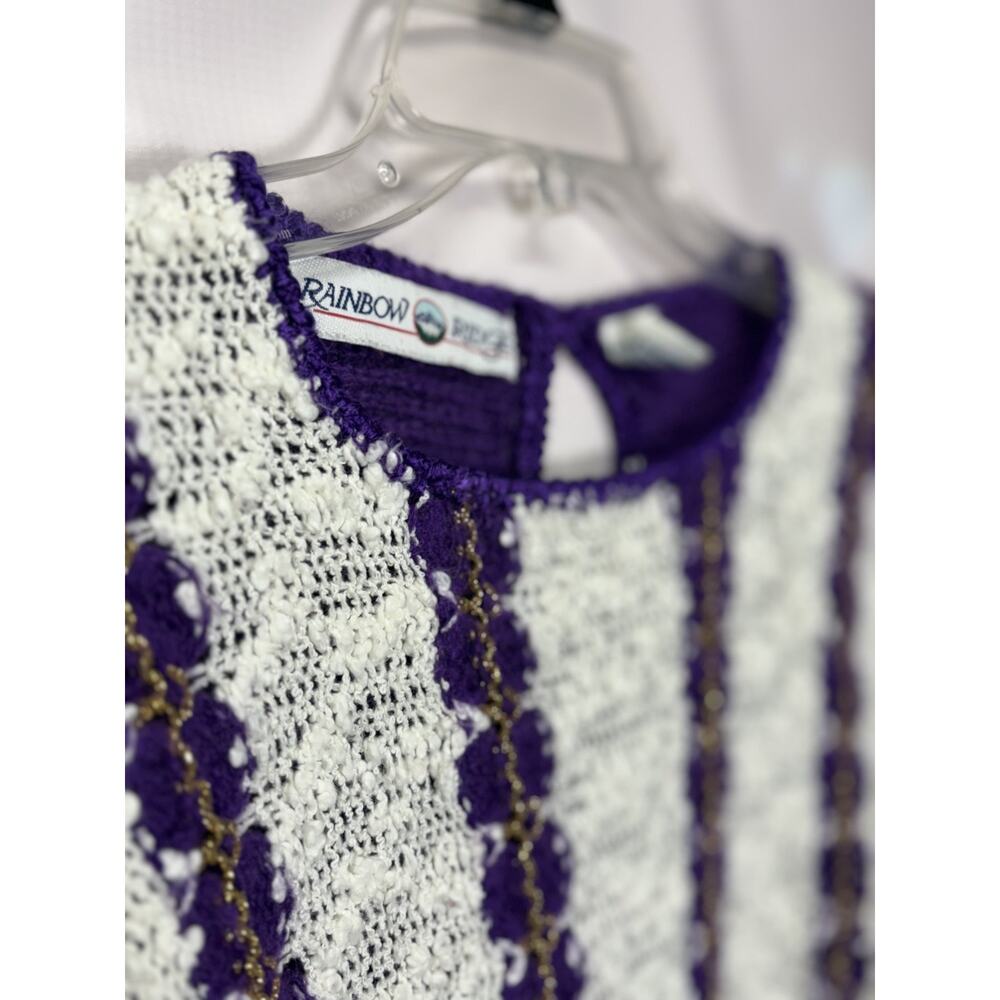 Vintage Rainbow Ridge Womens Knit Sweater Size Large Purple Gold‎ Grannycore - Picture 3 of 8